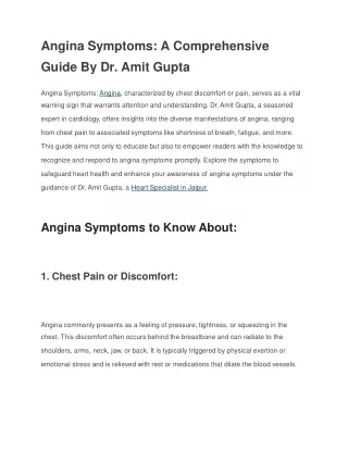 angina symptoms a comprehensive guide by dr amit gupta