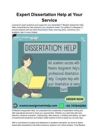 Expert Dissertation Help at Your Service