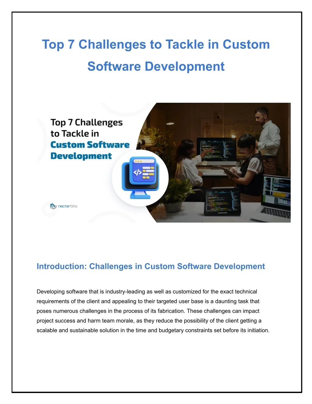 PPT - Top 7 Challenges to Tackle in Custom Software Development ...