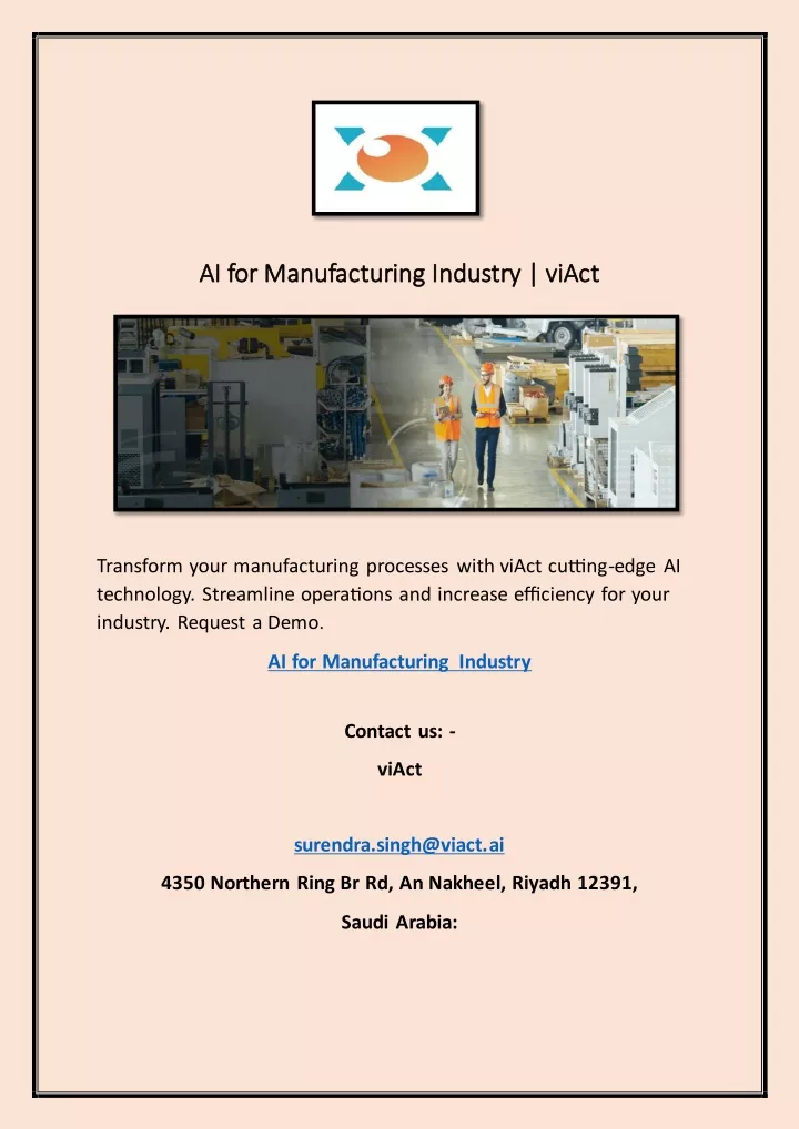 ai for manufacturing industry viact