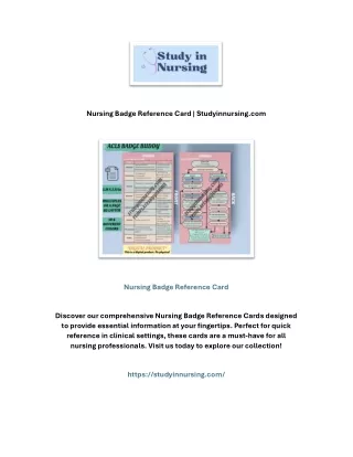 Nursing Badge Reference Card | Studyinnursing.com
