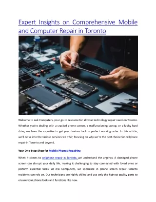 Expert Insights on Comprehensive Mobile and Computer Repair in Toronto