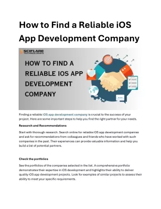 How to Find a Reliable iOS App Development Company