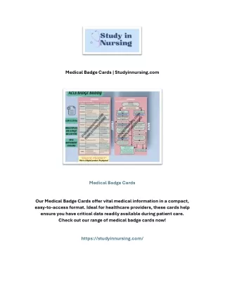 Medical Badge Cards | Studyinnursing.com