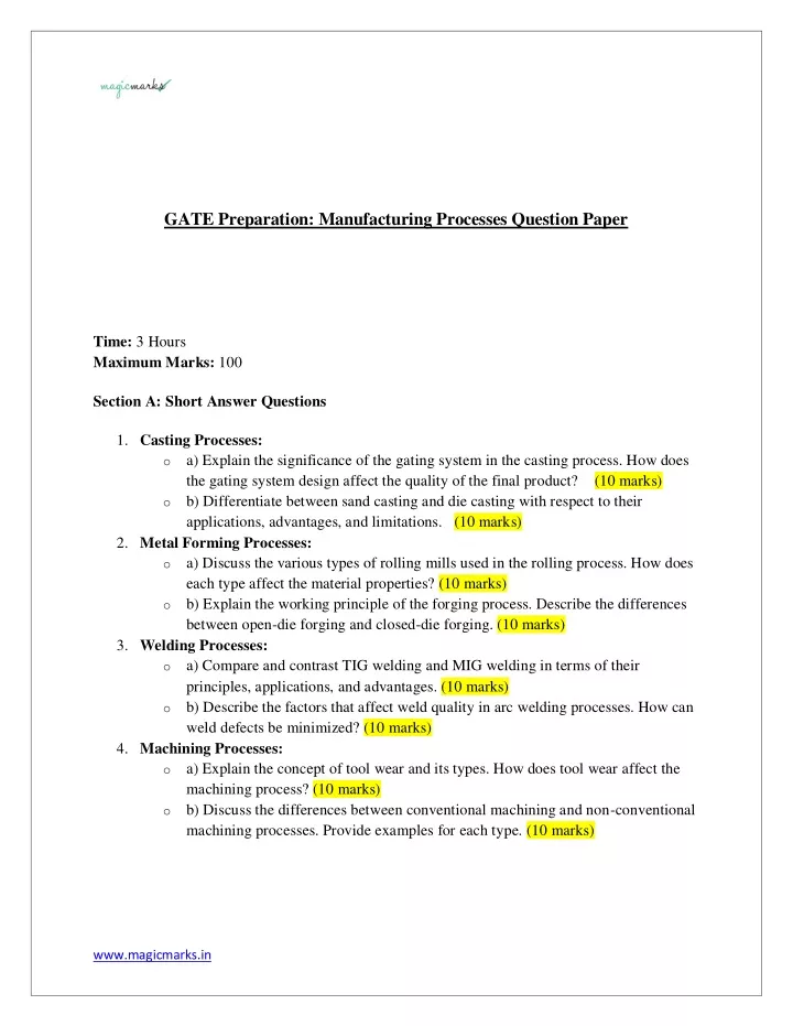 gate preparation manufacturing processes question