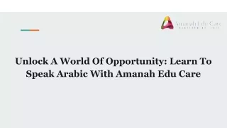 Learn To Speak Arabic With Amanah Edu Care