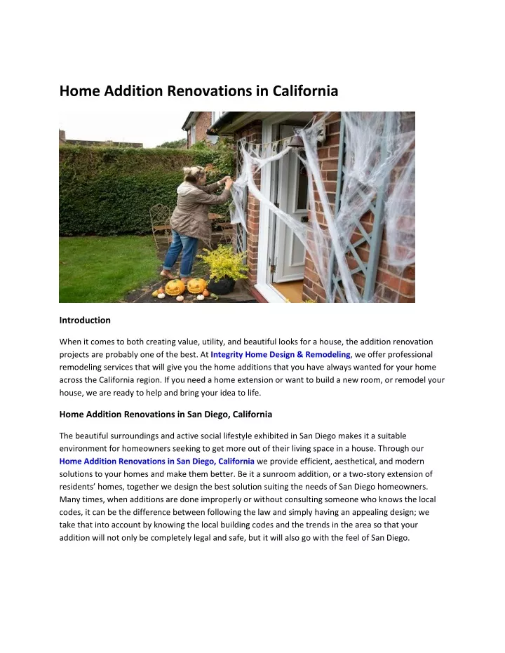 home addition renovations in california