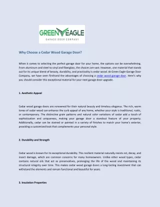 Why Choose a Cedar Wood Garage Door