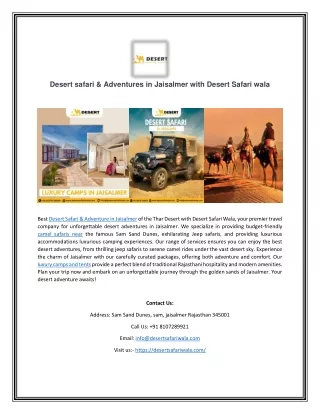 Desert safari & Adventures in Jaisalmer with Desert Safari wala