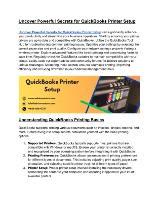 Uncover Powerful Secrets for QuickBooks Printer Setup