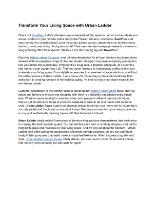 Urban Ladder Coupons, Deals & Offers: Enjoy Up to 5% Off Sale