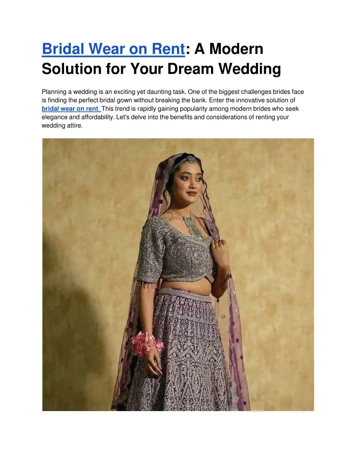 bridal wear on rent a modern solution for your dream wedding