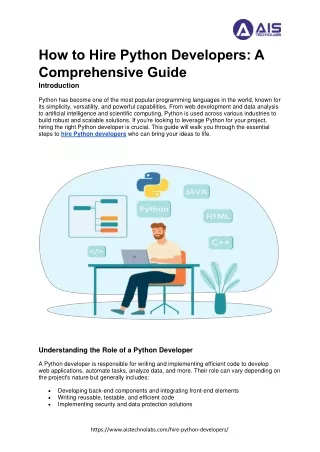 how to hire python developers a comprehensive