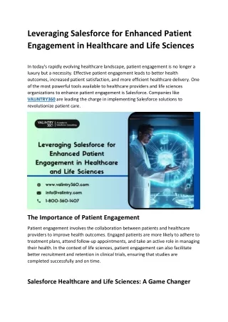 Leveraging Salesforce for Enhanced Patient Engagement in Healthcare and Life Sciences