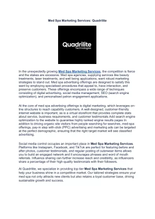 Med Spa Marketing Service-Quadrilite