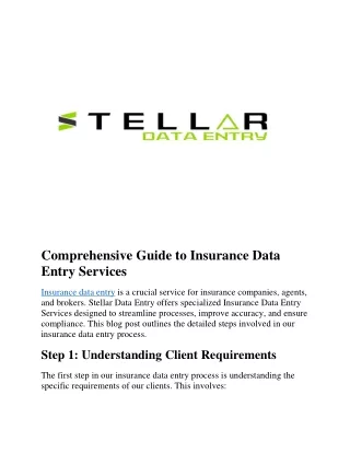 Comprehensive Guide to Insurance Data Entry Services