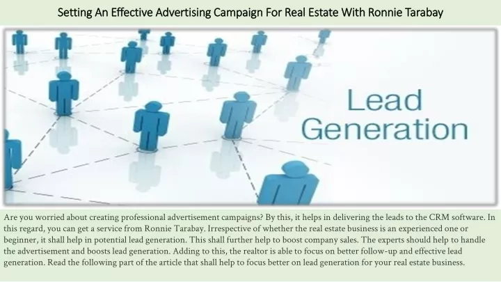 setting an effective advertising campaign for real estate with ronnie tarabay