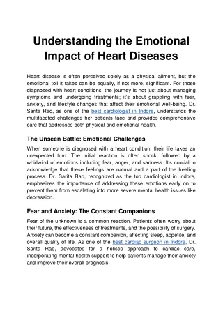 Understanding the Emotional Impact of Heart Diseases