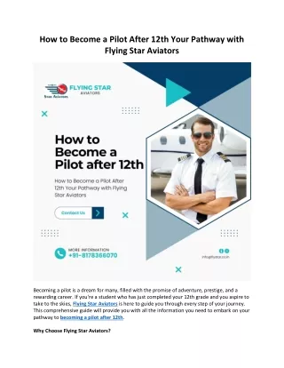 how to become a pilot after 12th your pathway