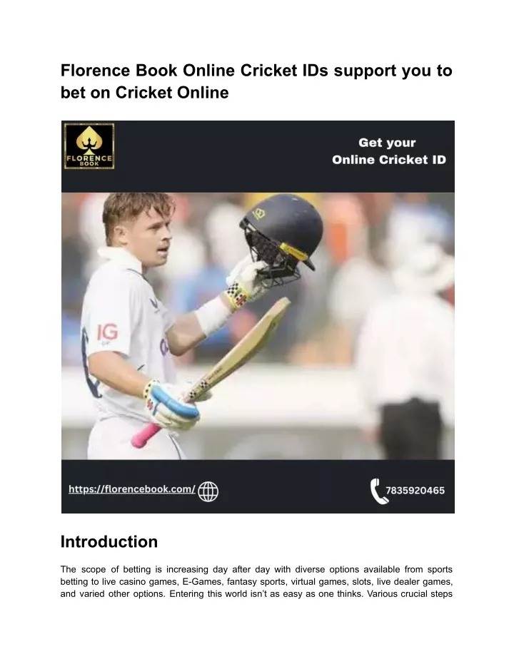 florence book online cricket ids support