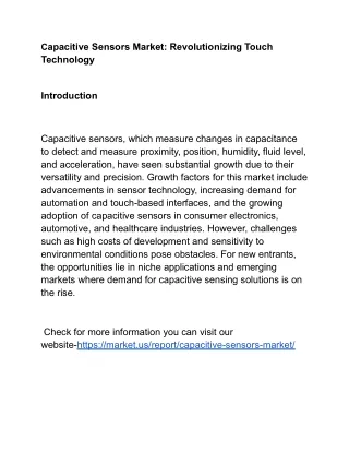 c apacitive sensors market revolutionizing touch