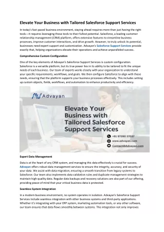 Elevate Your Business with Tailored Salesforce Support Services
