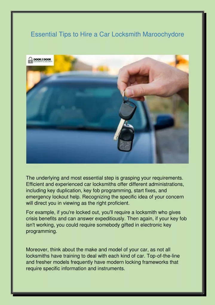 essential tips to hire a car locksmith