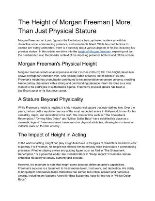 The Height of Morgan Freeman _ More Than Just Physical Stature