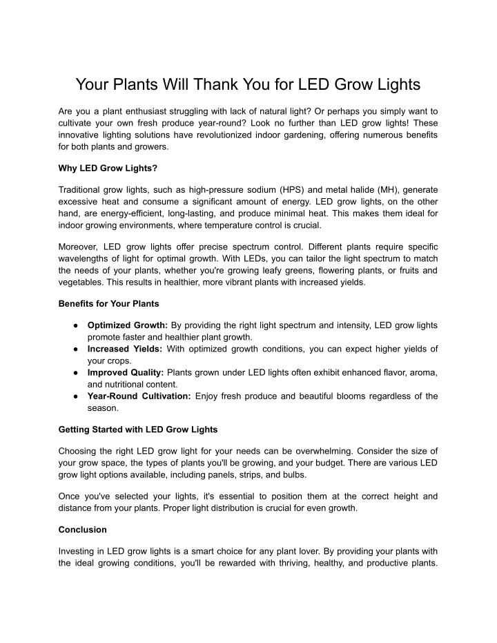 your plants will thank you for led grow lights