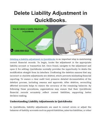 Delete Liability Adjustment in QuickBooks