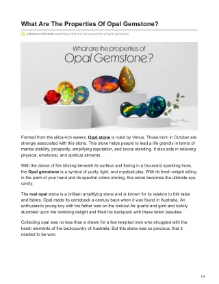 what are the properties of opal gemstone