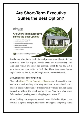 Are Short-Te­rm Executive Suites the­ Best Option?