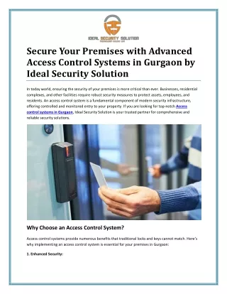 Advanced Access Control Systems in Gurgaon