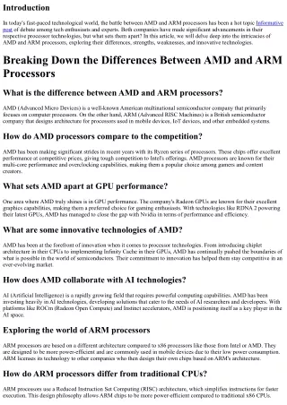 Breaking Down the Differences Between AMD and ARM Processors