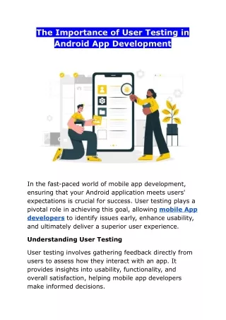 The Importance of User Testing in Android App Development