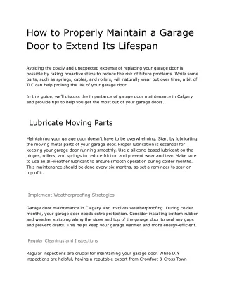 How to Properly Maintain a Garage Door to Extend Its Lifespan