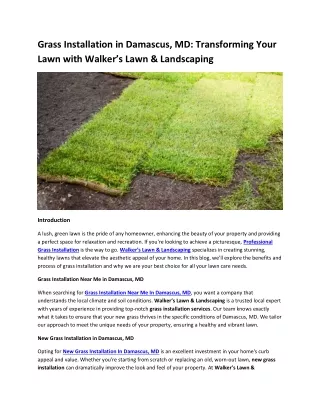 Grass Installation in Damascus, MD Transforming Your Lawn with Walker’s Lawn & Landscaping
