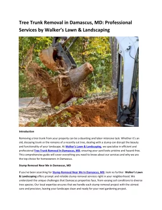 Tree Trunk Removal in Damascus, MD Professional Services by Walker’s Lawn & Landscaping