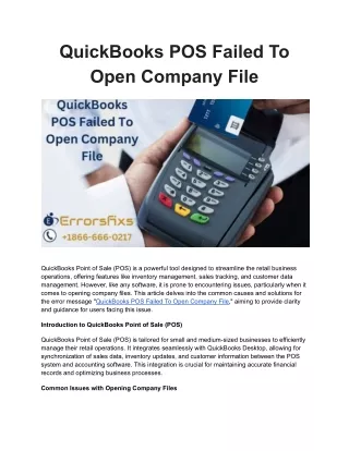 QuickBooks POS Failed To Open Company File