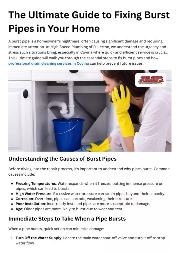 the ultimate guide to fixing burst pipes in your