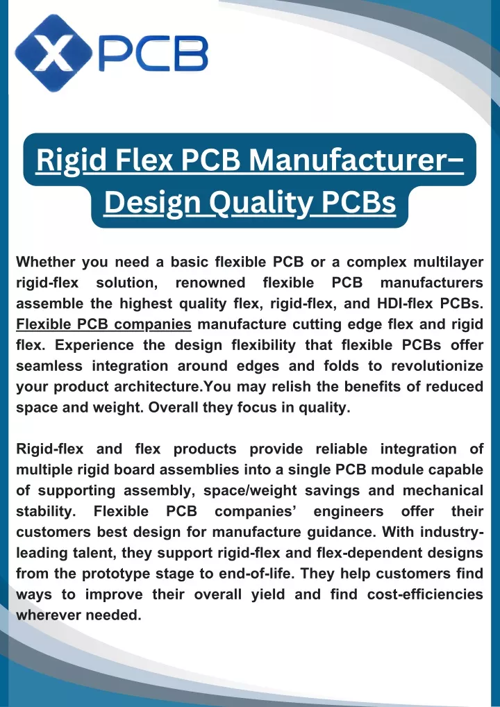 rigid flex pcb manufacturer design quality pcbs