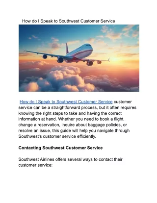how do i speak to southwest customer service