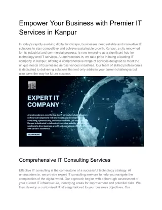 Empower Your Business with Premier IT Services in Kanpur