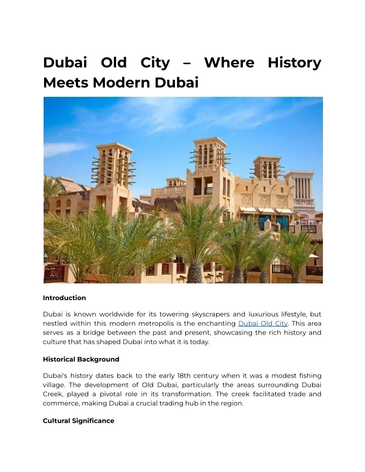 PPT - Dubai Old City – Where History Meets Modern Dubai PowerPoint ...