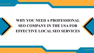 Why Do You Need an SEO Company For Local SEO Services In the USA?
