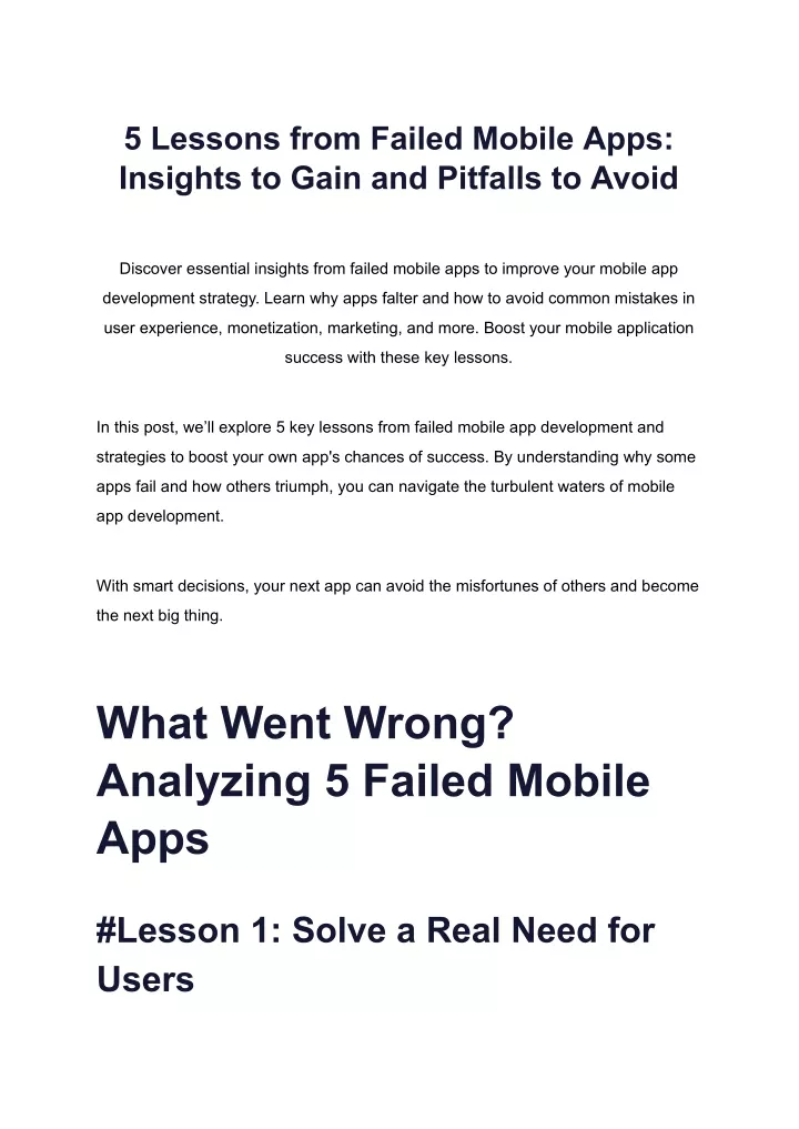 5 lessons from failed mobile apps insights