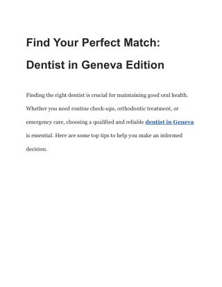 Find Your Perfect Match_ Dentist in Geneva Edition