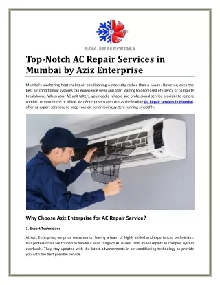 Reliable AC Repair Services in Mumbai