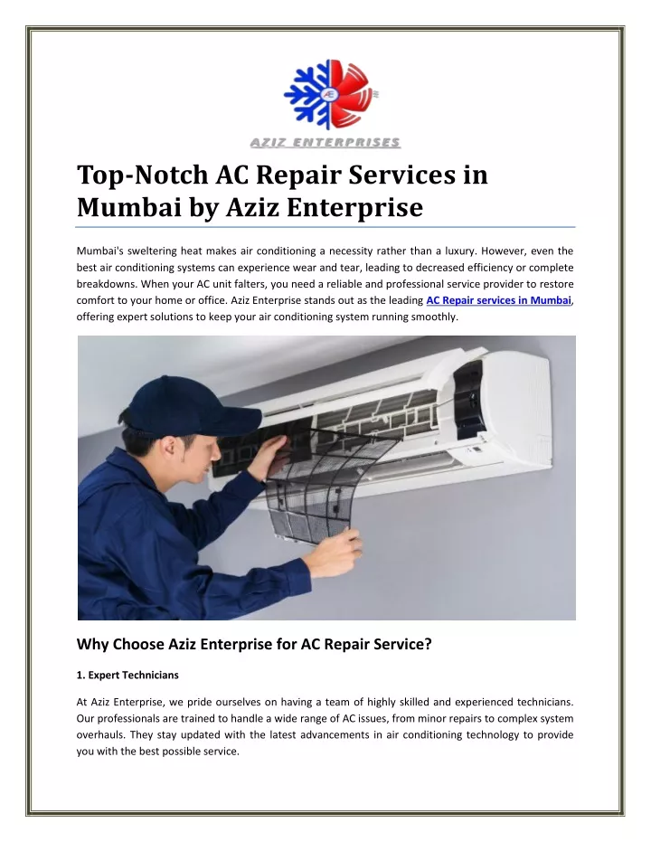 top notch ac repair services in mumbai by aziz