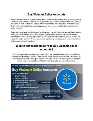 Buy Walmart Seller Accounts-100% Safe, EIN, and LLC Verified